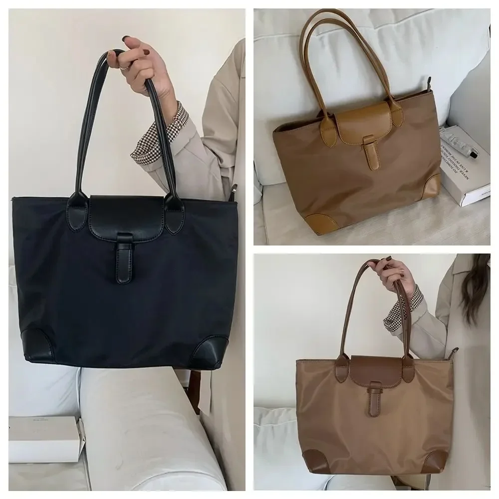 Student Casual Nylon Tote Bag Korean Style Lightweight Shoulder Bag with Zipper Large Capacity Office Worker Handbag - view 2