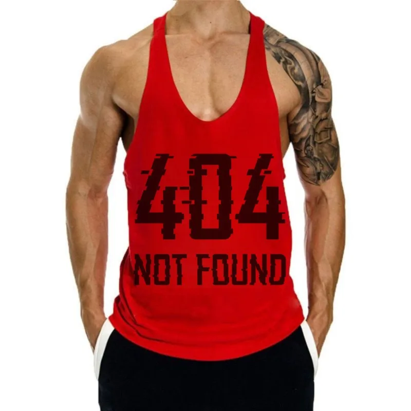 سترة رجالية "404 لم يتم العثور عليها" سترة سترينجر جرافيك للصالة الرياضية واللياقة البدنية Racerback بدون أكمام قابلة للتنفس وأنيقة ومريحة لكمال الأجسام والتمرين