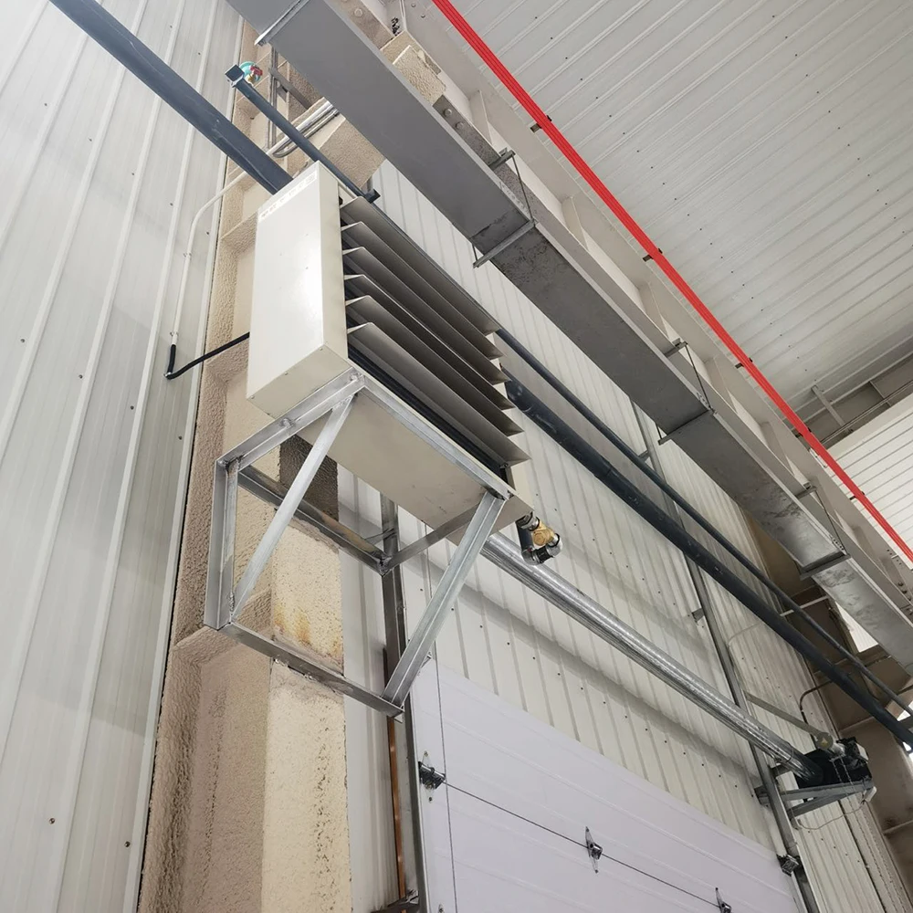 35.5kW 120000BTU 2714m3/h Horizontal Air Delivery Hot Water Unit Heater Fan Heater Space Air Heater For Factory Warehouse Ships view 2