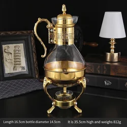 1 Set of Middle Eastern Style Arabic Coffee Pot 3-piece Set Accessible Luxury Retro Candle Heating Stove Glass Coffee Pot Gold Silver