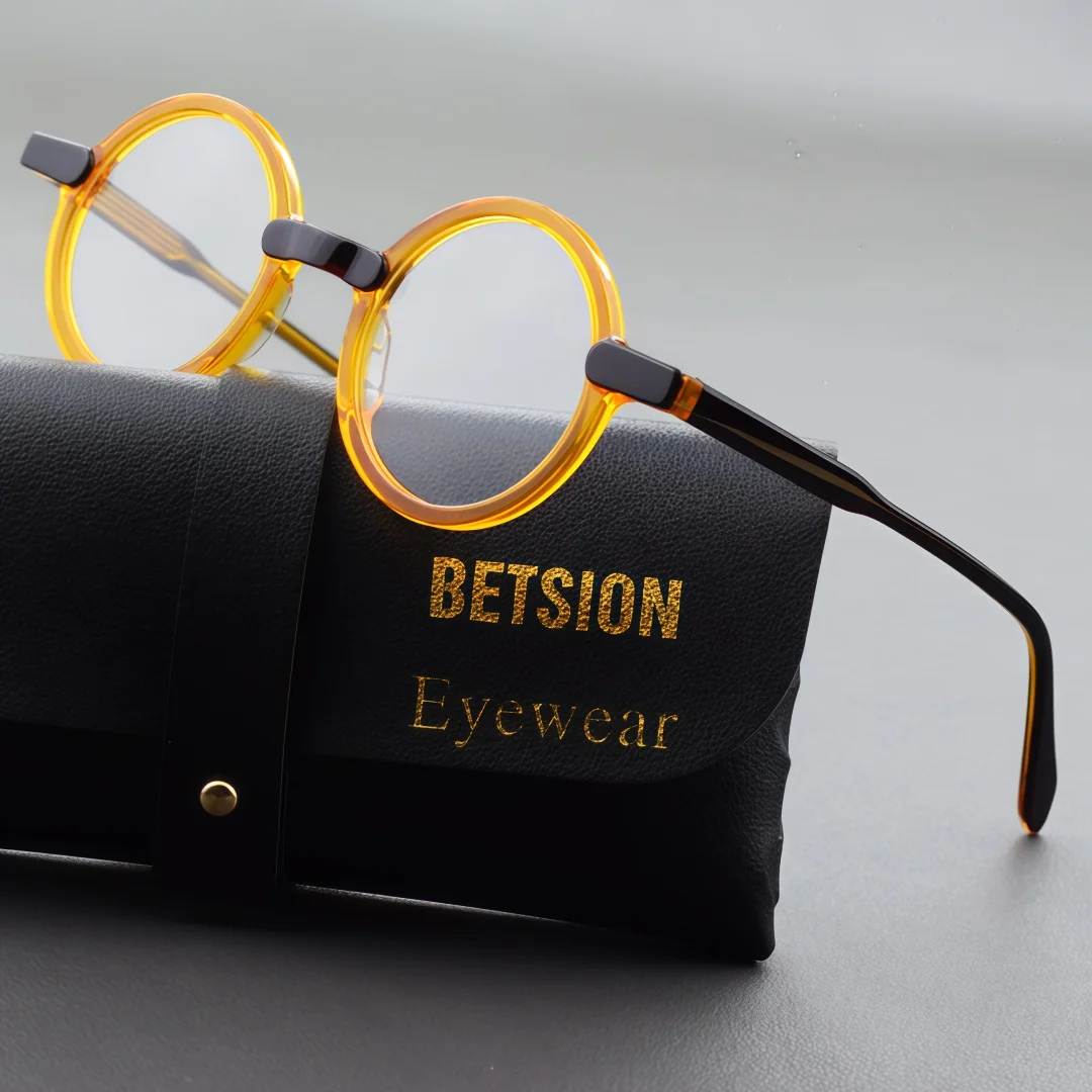 

BETSION Retro Japanese Style Round Acetate Eyeglasses Frame Full Rim Spectacles Men Women Fashion Eyewear #2284