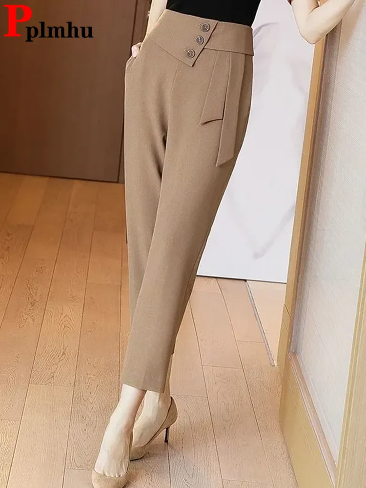 

Korean Design High Waist Harem Pants Women Casual Loose Suit Pantalones Spring Fall Fashion Calca Formal Office Ol Trousers New
