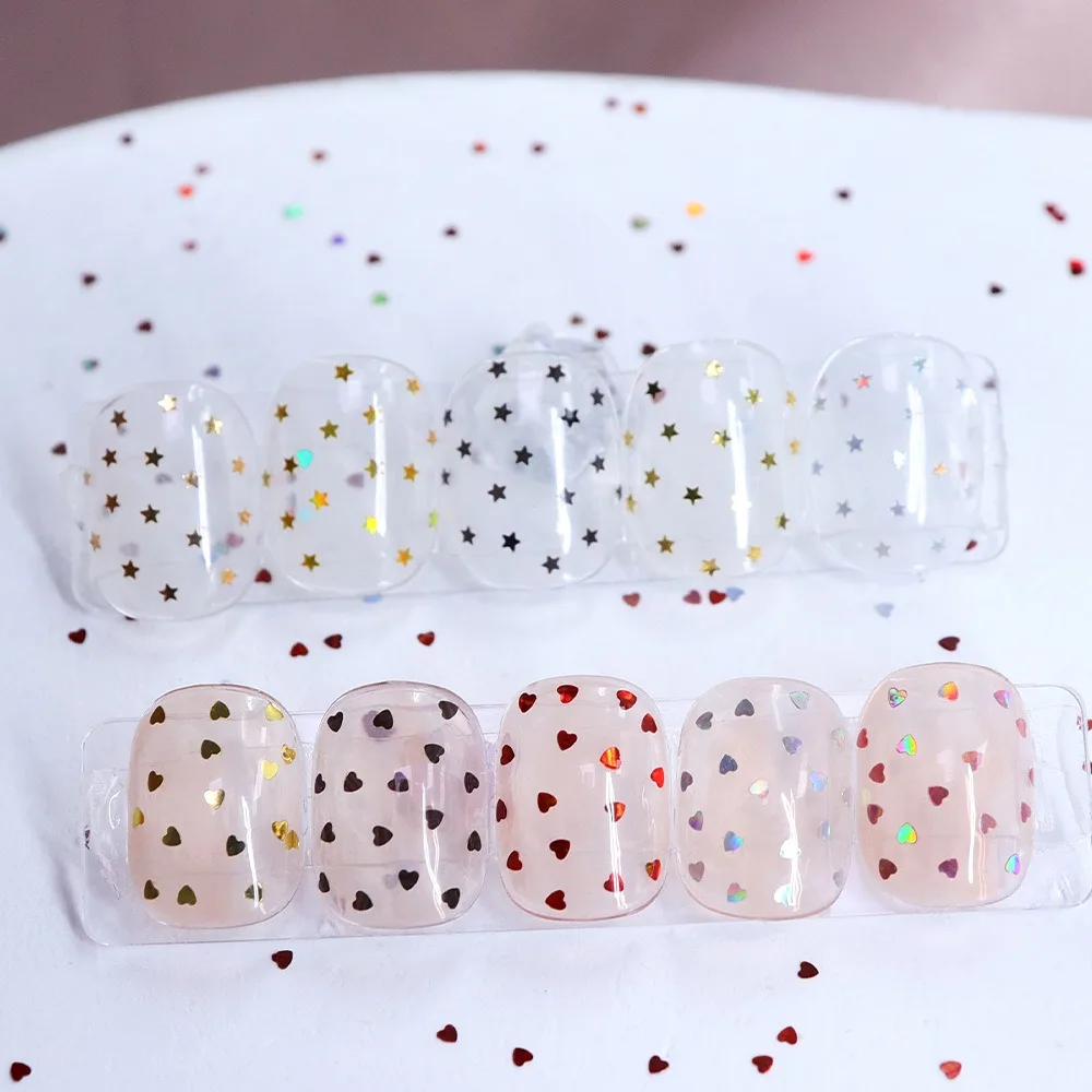 Heart Five-pointed Star Glitter Nail Art Decorations 12-Grid Colorful Sequins Nail Decorations Minimalist DIY