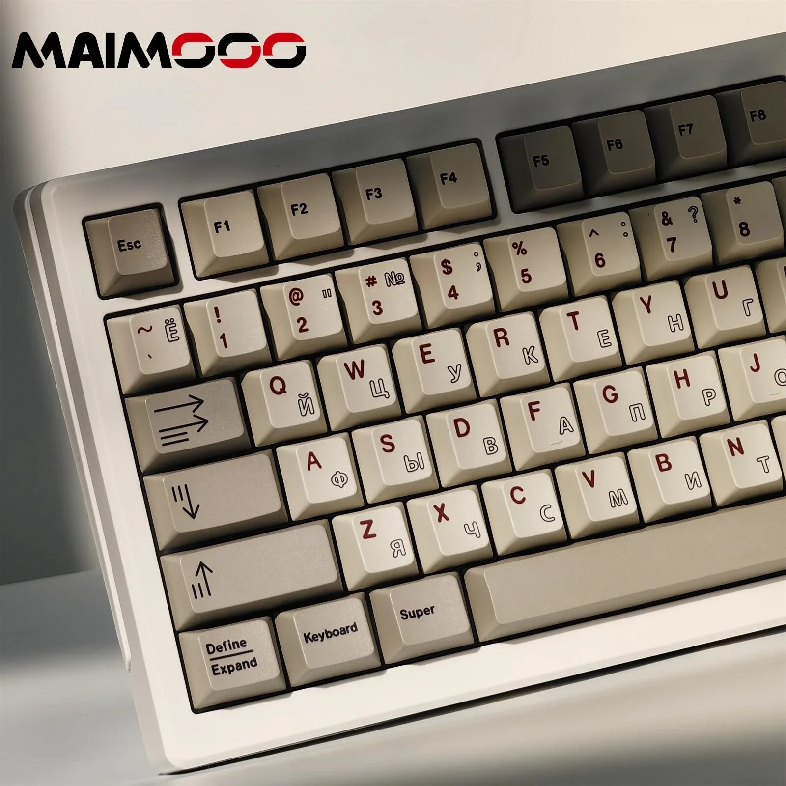 Imagem -04 - Maimooo-teclado Mecânico Simples Branco Keycaps 145 Chaves Textura Material Pbt Faça Você Mesmo Keycaps Periféricos Cereja Russo