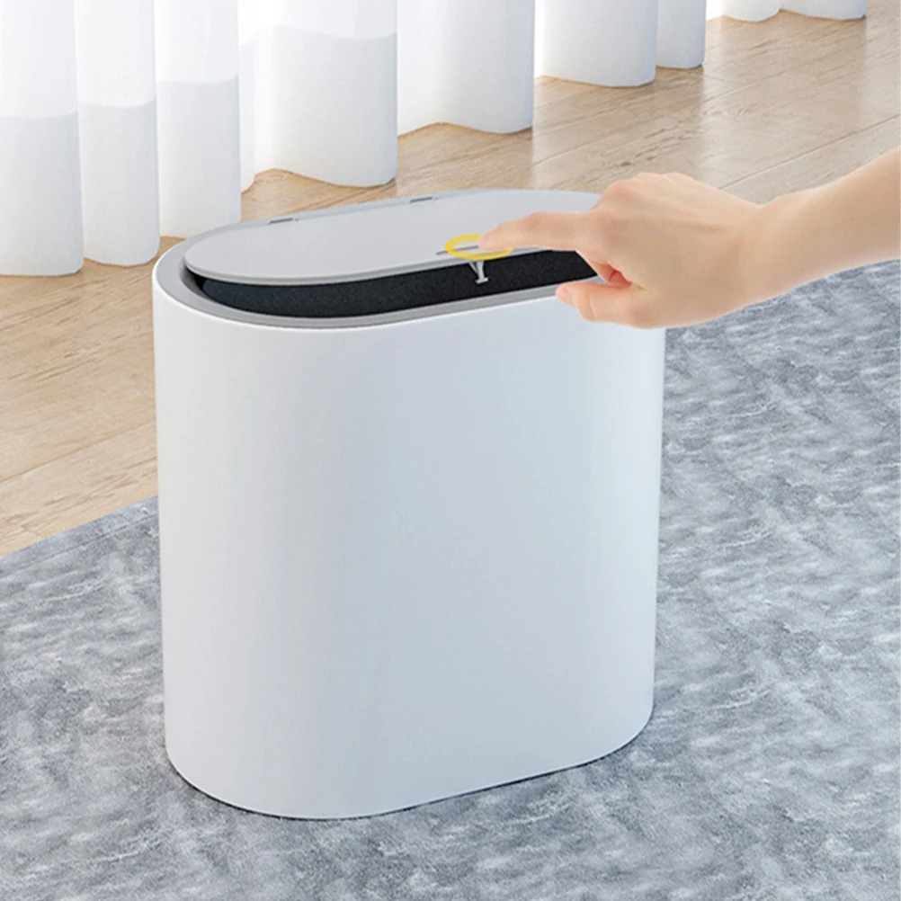 8L Lidded Trash Can Press Type Waste Bin Nordic Style Household Waste Basket Bin Home Kitchen Bathroom Wastebasket