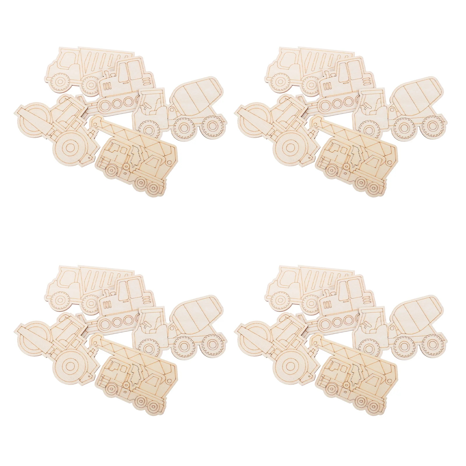 45個の木製カットアウト 未塗装の木製車両の形 DIYクラフト用品 塗装用 カラーリング用 誕生日パーティー ホリデーデコレーション用
