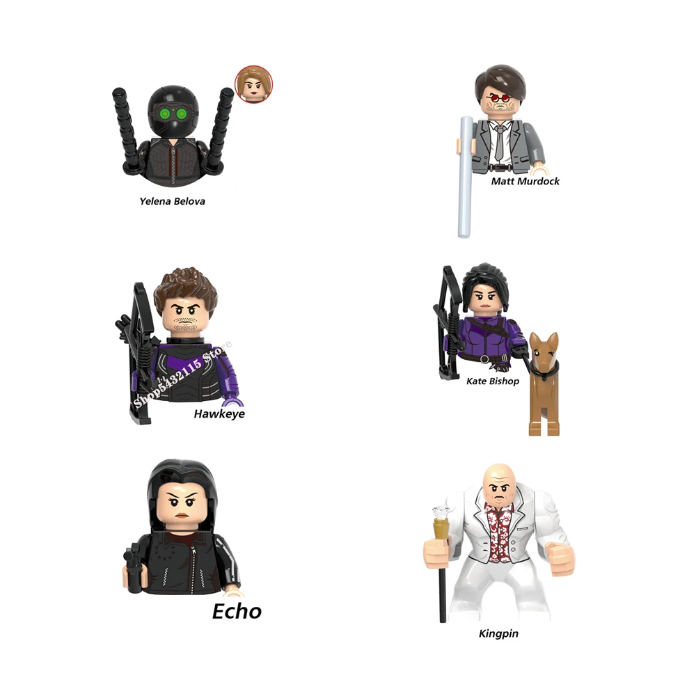 

Disney Superheroes Hawkeye Kate Bishop Building Blocks Kingpin Bricks Yelena Belova Toys Echo Kids Action Figures