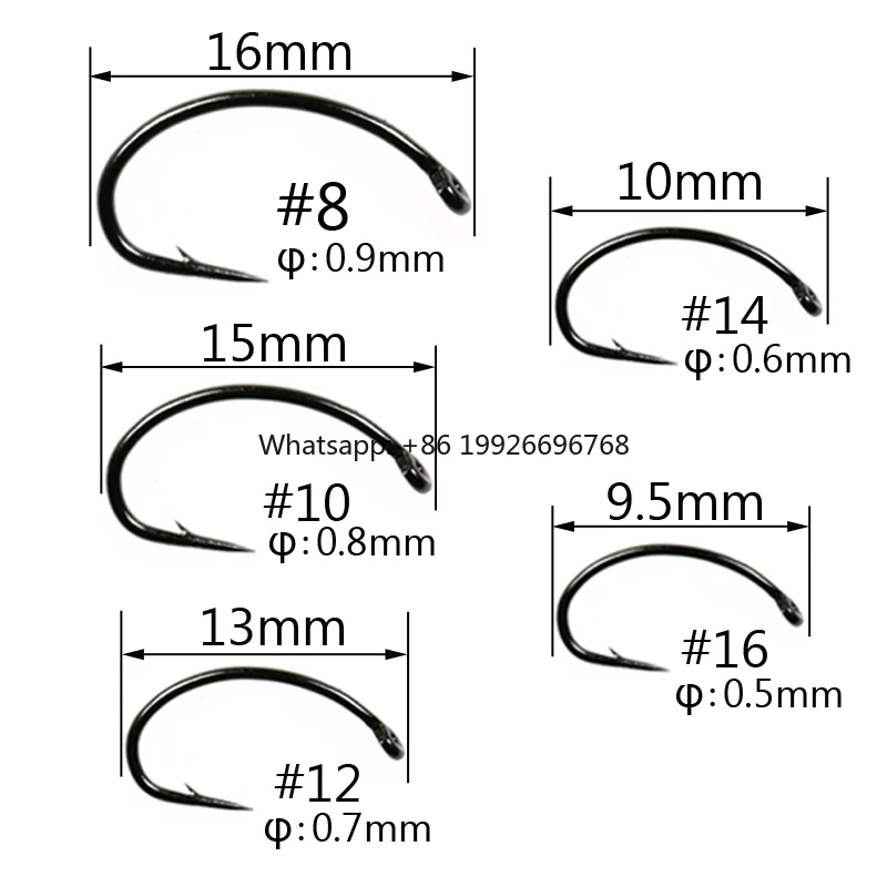 

Fly Tying Hook Nymph Bug Shrimp Scud Pupae Larvae Caddis Flies Fishing Hooks #8~#16 factory