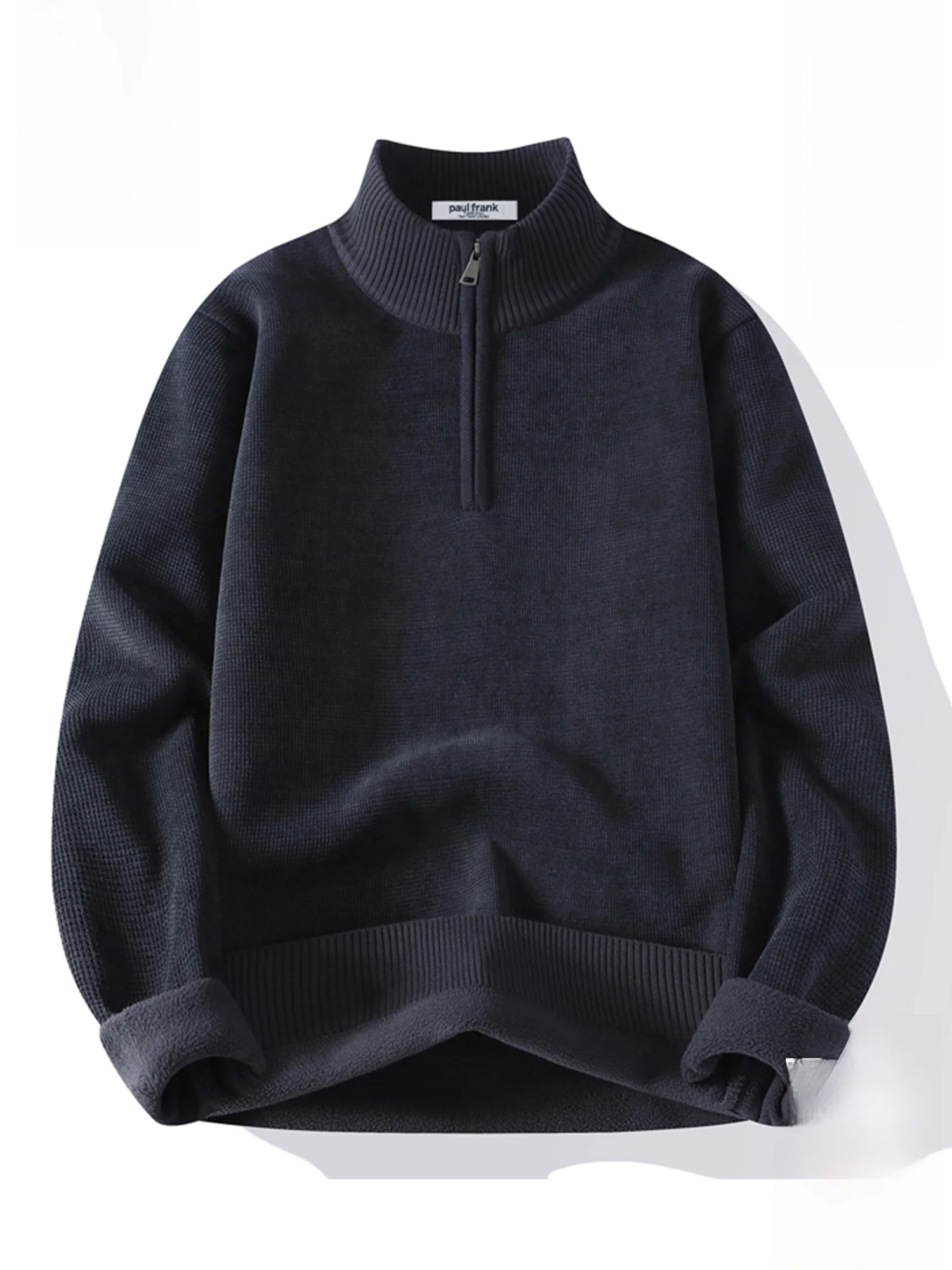 

PaulFrank Retro f Zip Fce Lined Loose Knitwear Stand Collar Long Sve Men's Thermal Winter Sweater Casual Sle Polye...