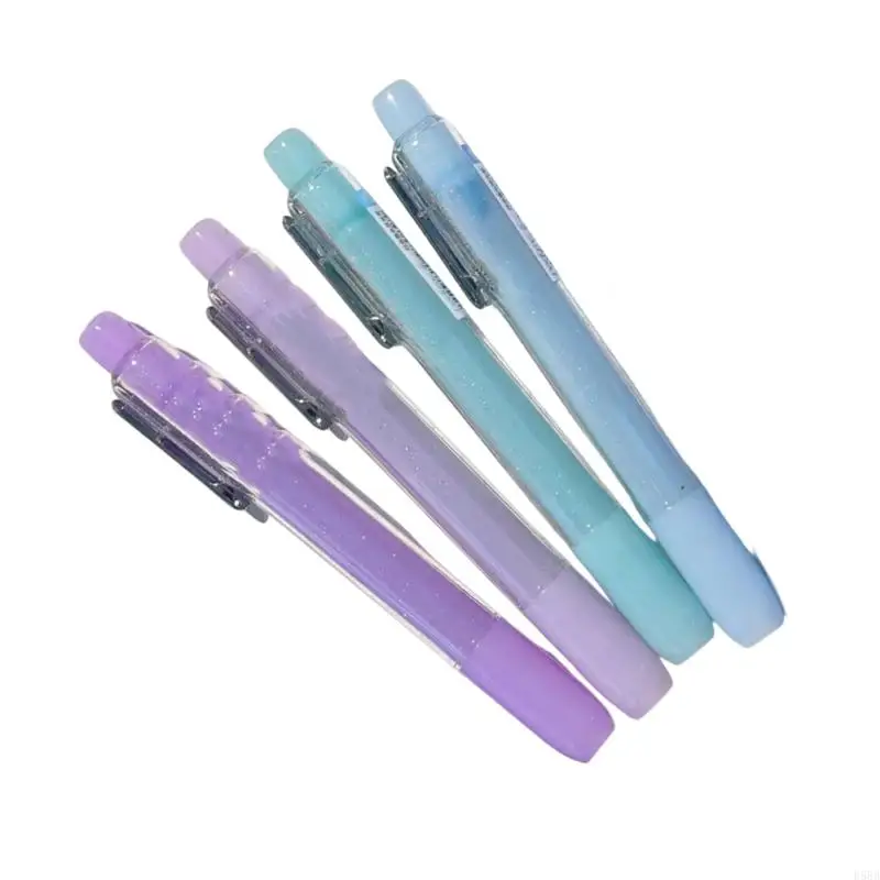 D5BB 4pcs متلألئة قلم تمييز قلم مقلوب نصيحة سريعة الجفاف لعلامة مخطط دفتر ملاحظات التمييز تسليط الضوء