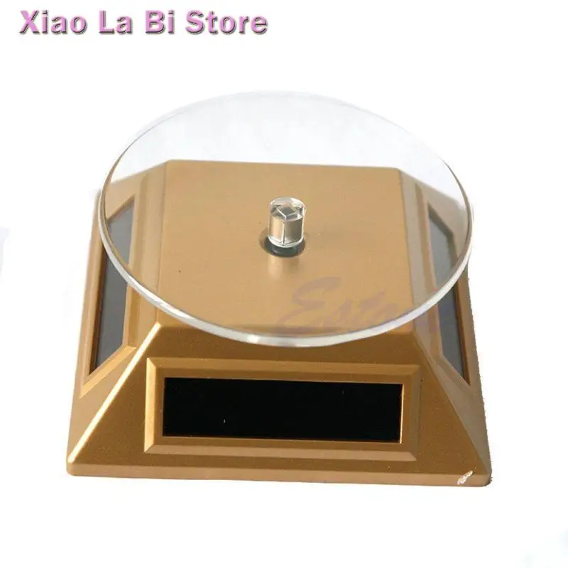 

XXFD Jewelry Ring Display Stand Solar Powered Rotating Showcase for Watch Phone