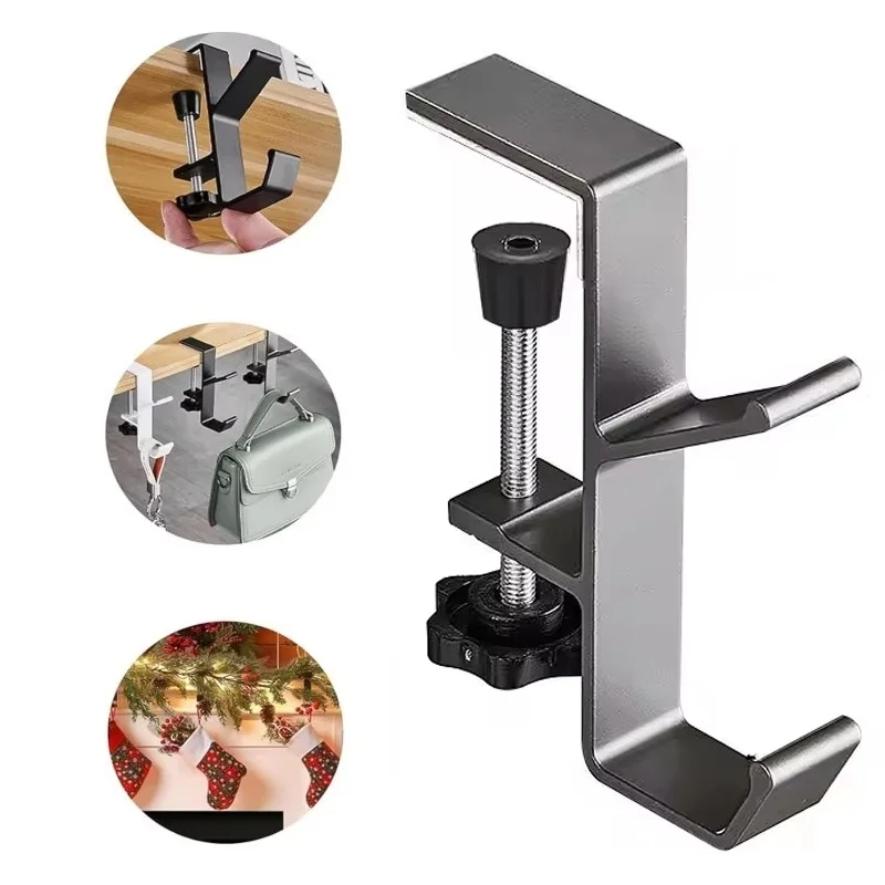 Punch-Free Multi-functional Headphone Hook Table Edge Double Hook Hanging Bag Hook Desk Hanger Backpack Storage Hanging Hooks