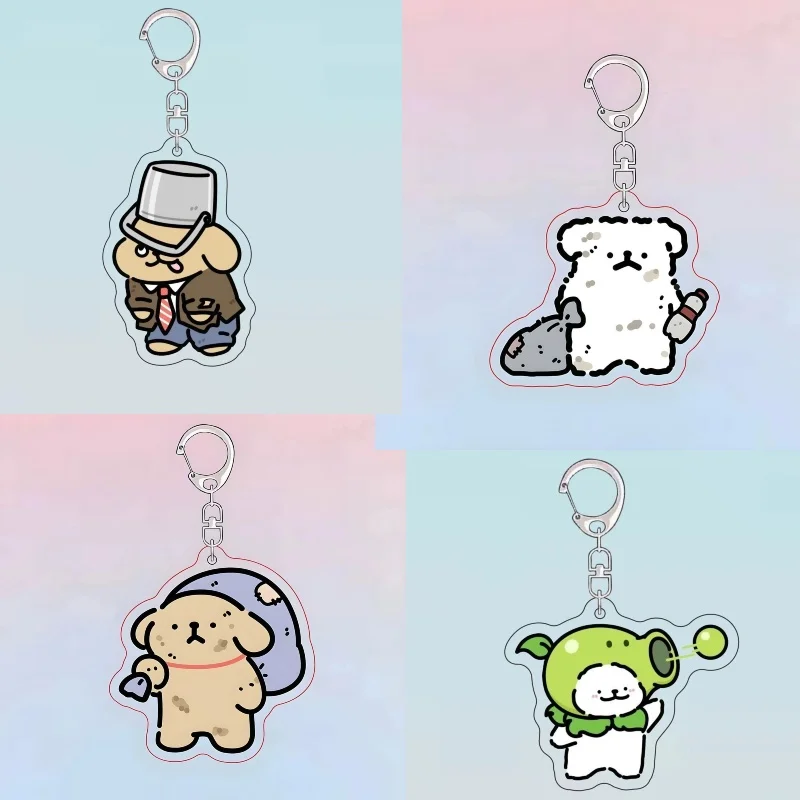 Maltese Dog Cartoon Line Puppy Lovely Kingring Keychain Bag Charms Collection Anime Minimalist Pet Keepsake Personalized Cute