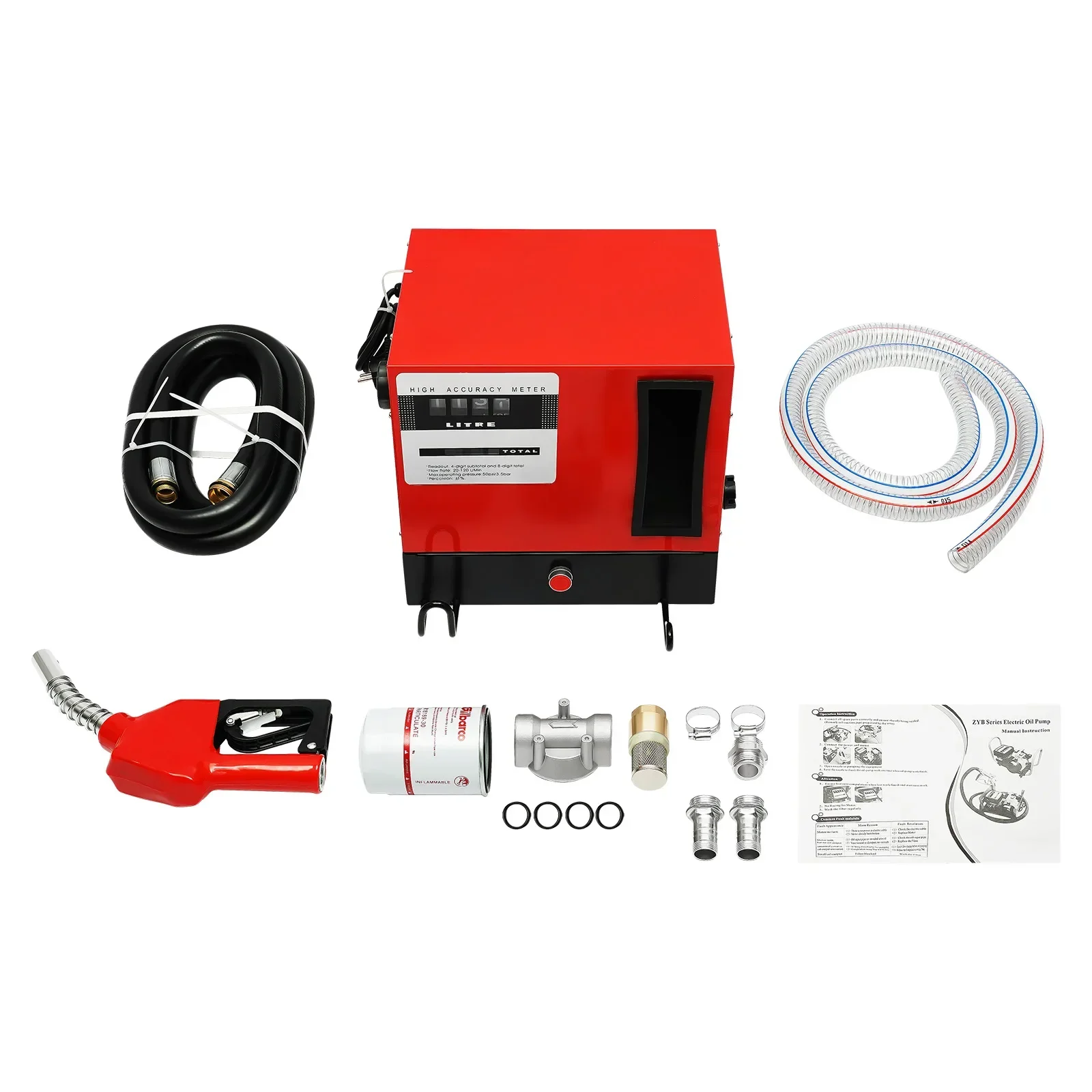 Self-Priming Diesel Transfer Pump Fuel Oil Pump w/Auto Gun & Filter 60L/min 550W 550W Fuel Transfer Pump 220V-240V Volt Self