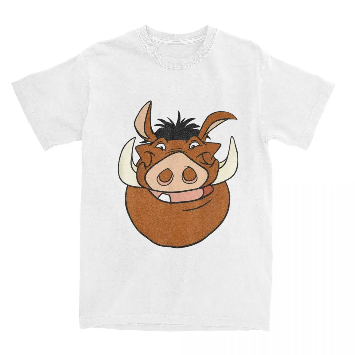 The Lion King T-Shirts Men Women Pumbaa Large Face Novelty 100% Cotton Tee Shirt Round Neck Short Sleeve T Shirts Harajuku Tops