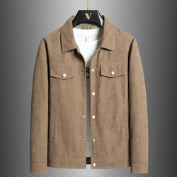 Men 2024 New Corduroy Trend Coat Application Trend All Match Boutique Youth Autumn Lapel Fashion Casual Jacket  M-5XL