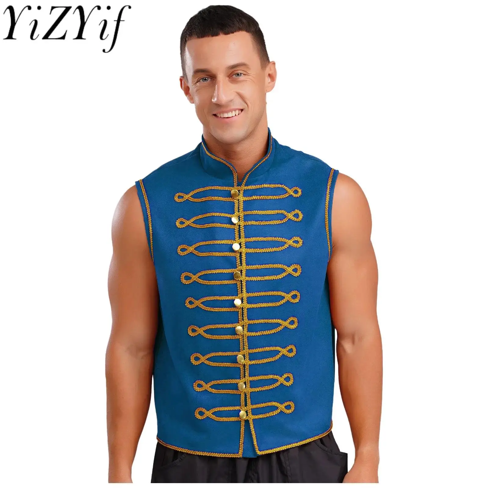 

Men's Steampunk Renaissance Royal Prince Cosplay Costume Sleeveless Retro Vest Tops for Halloween Party Performance Uniforms