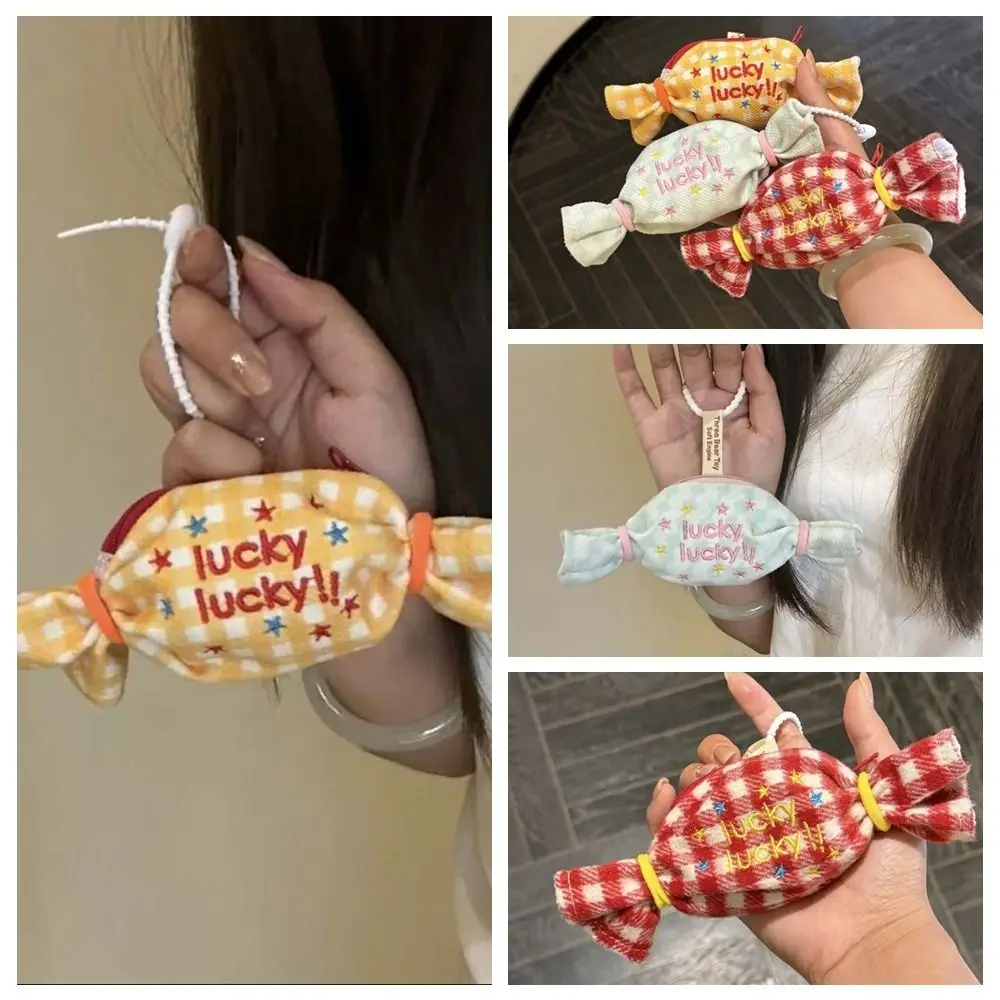 

Sweet Candy Design Coin Purse Star Canvas Sugar Shaped Decorative Bag Plaid Portable Creative Mini Bundle Pocket Outdoor