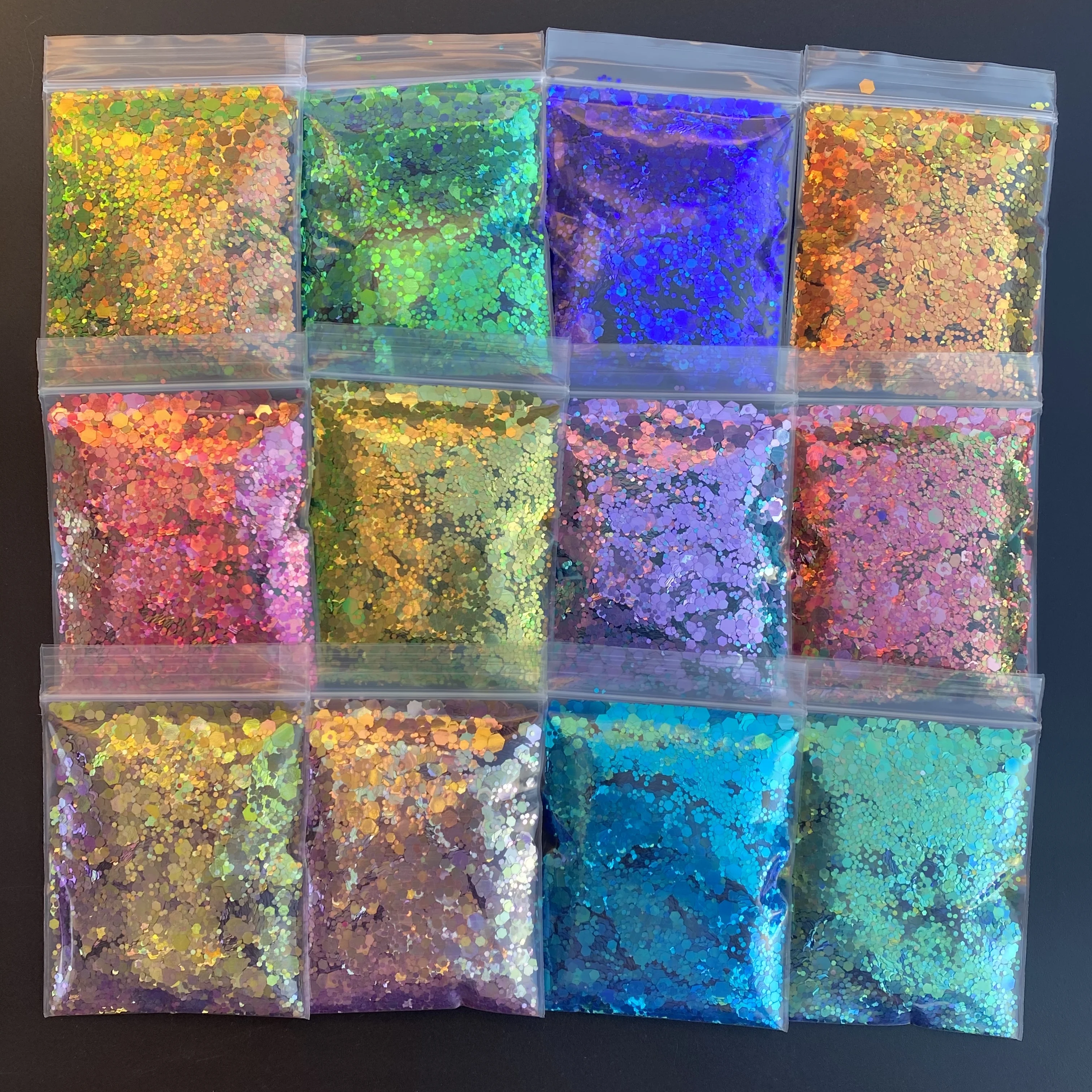 20g/Bag Chameleon Holographic Nail Flakes Chunky Mixed Sizes Color Changing Glitter Sequins For Tumblers Crafts Festival Makeup