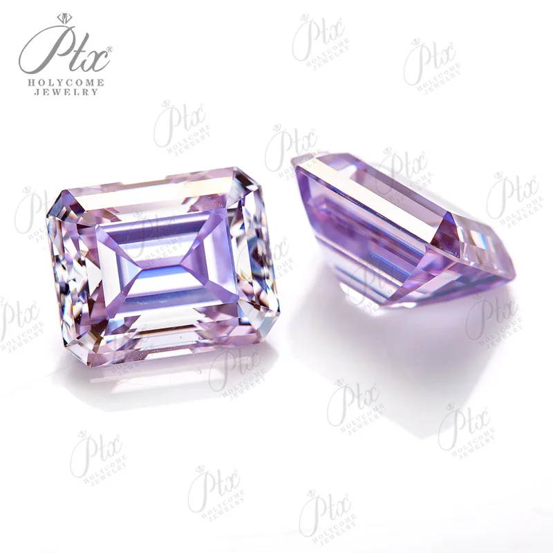 Moissanite Stone Light Pink Purple Color Brilliant Emerald Cut VVS1 Lab Created Diamond GRA For diy jewelry and watches  beads