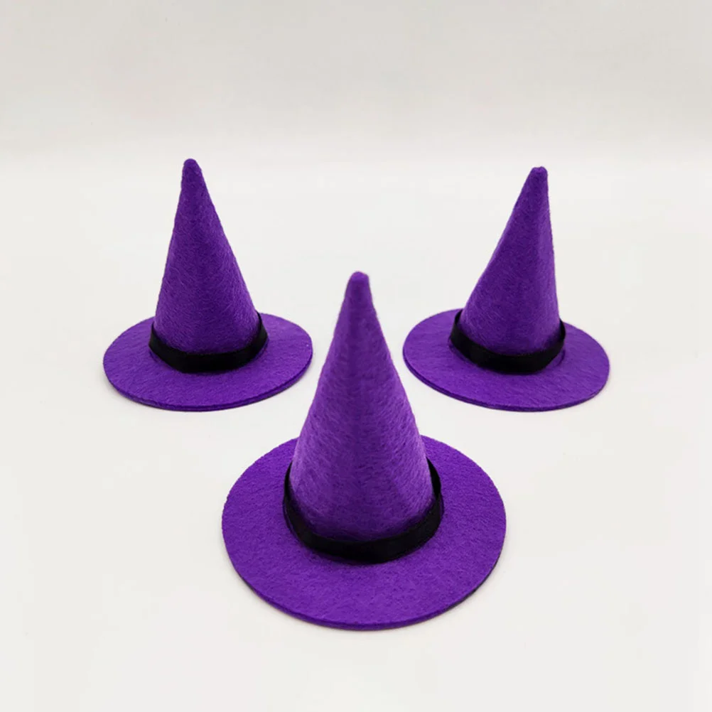 8 Pcs Mini Witch Hat Witches Fabric Party Halloween Luffy Straw Guinea Pig Toys Black Miniature