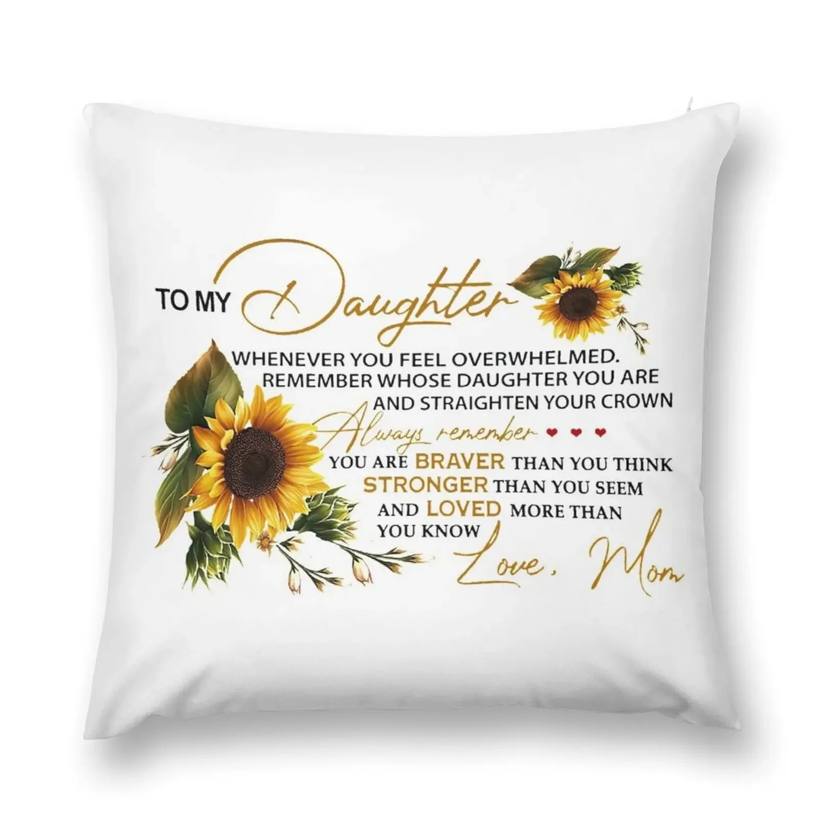 

To my daughter whenever you feel overwhelmed Remember whose daughter you are and straighten your crown Always remem Throw Pillow