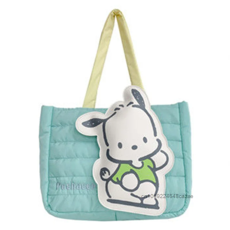 Sanrio Pochacco My Melody Kuromi 3D Cartoon Decoration Tote Bag New Cute Down Cloth Handbag borsa a tracolla moda in stile giapponese