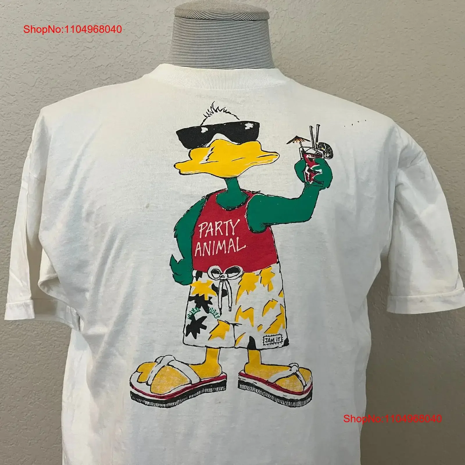 Camiseta Vintage de los 80's Party Animal Green Goose Echt Kulmbacher EKU, Talla XL, Lavado Vintage, Elástica, Suave, Unisex, Casual