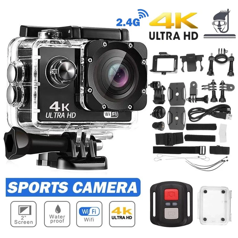 Ultra HD 4K Action Camera 30fps/170D Underwater Waterproof Helmet Video Recording Cameras Remote WiFi Outdoors Mini Sport Camera