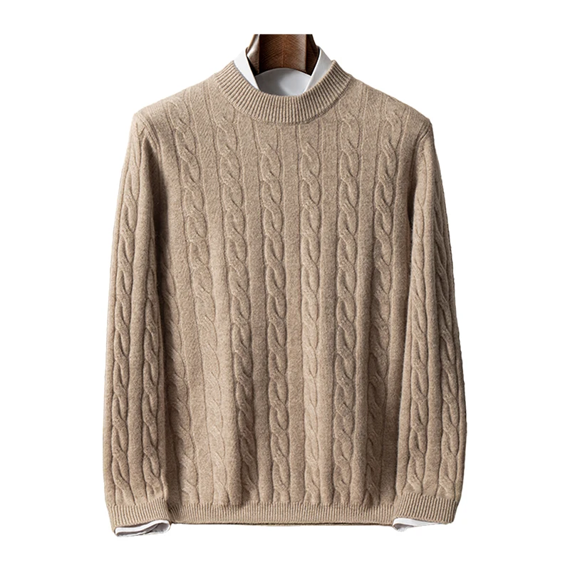 

Свитер из 100% чистого кашемира, мужская трикотажная базовая рубашка, повседневный свободный двухслойный утолщенный большой вязаный свитер с семью иглами