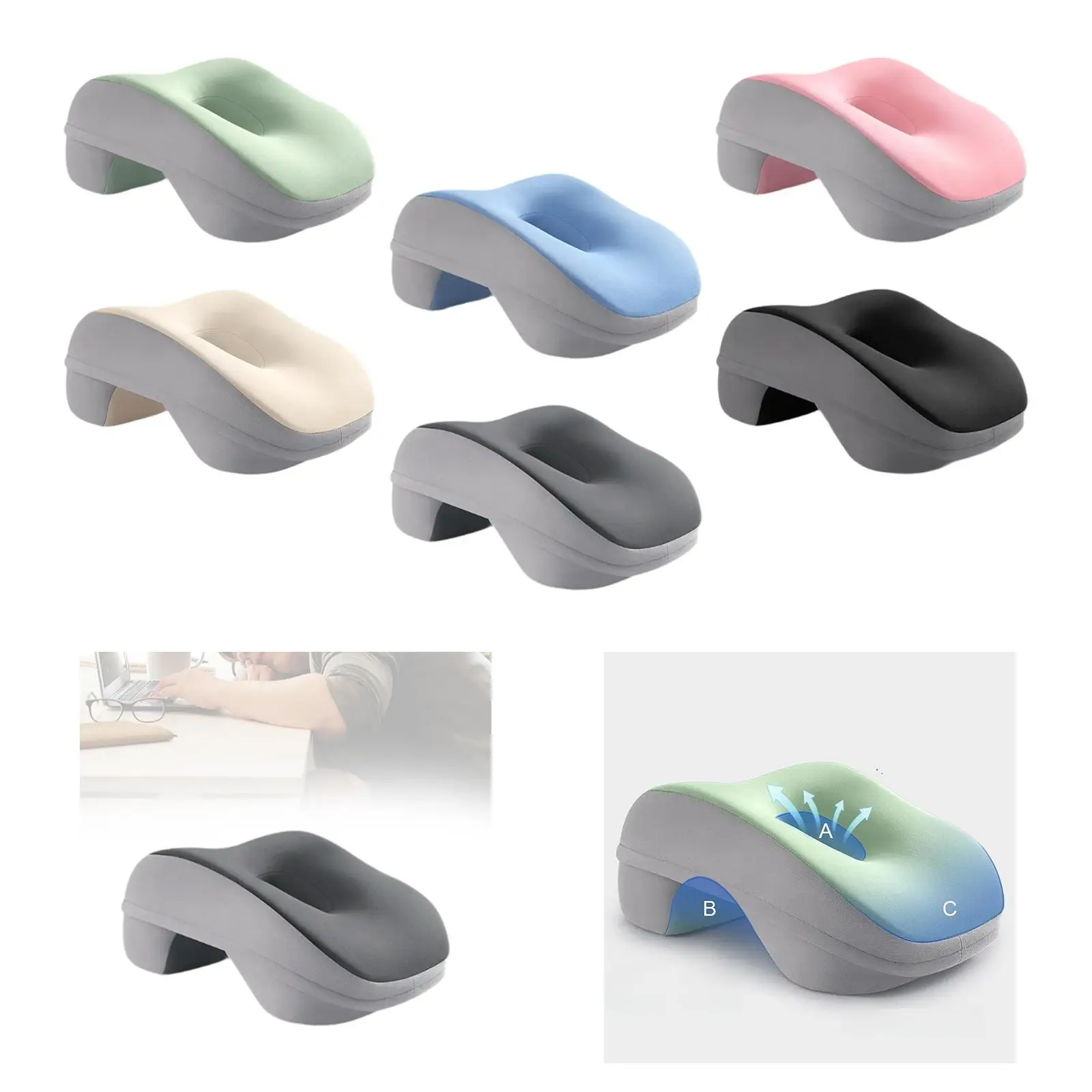 Desk Napping Pillow Office Sleeping Pillow Breathable Lunch Break Headrest Memory Foam Neck Support for Library School Travel