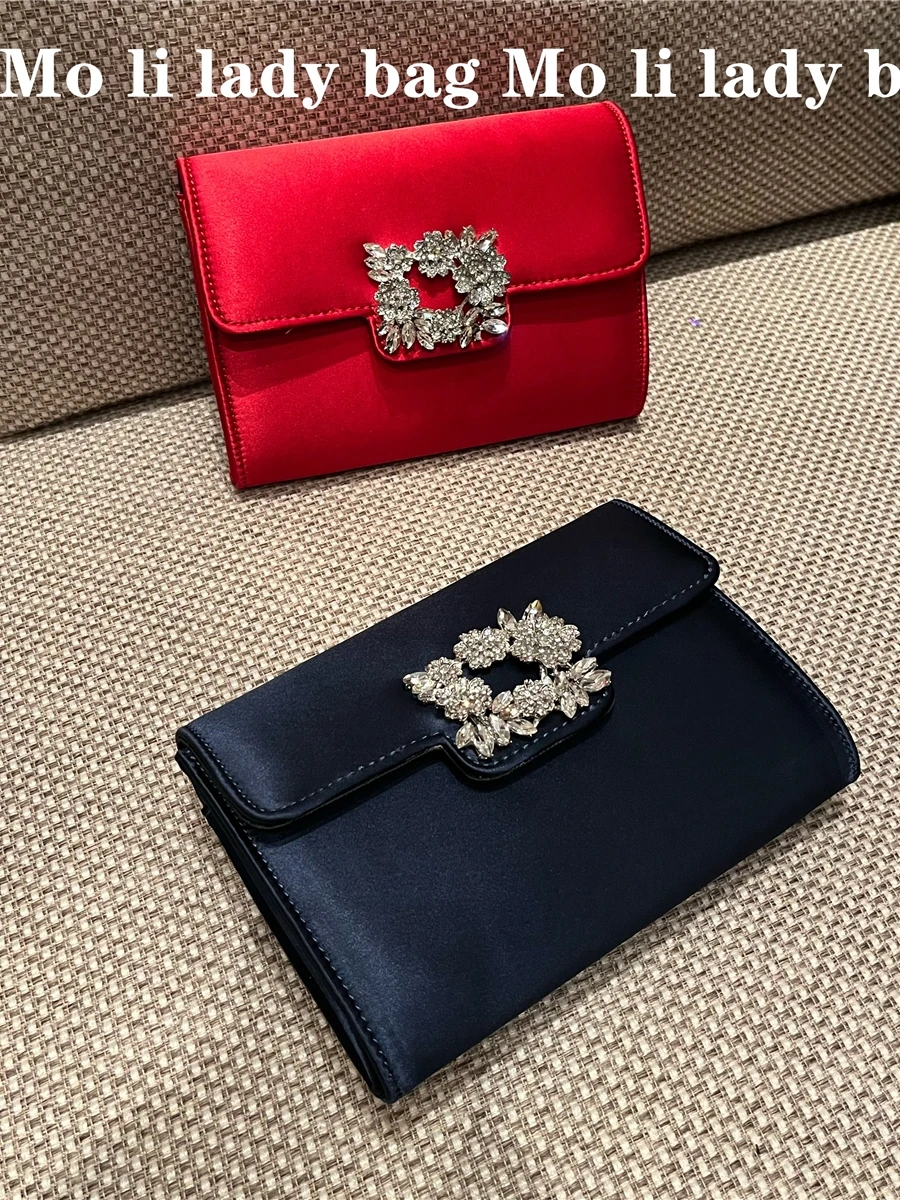 

Сумка-клатч Moli Celebrity из атласа, вечерняя сумка с бриллиантовой пряжкой, сумка через плечо для свадебного платья, женская сумочка, маленькая квадратная сумка, повседневная.