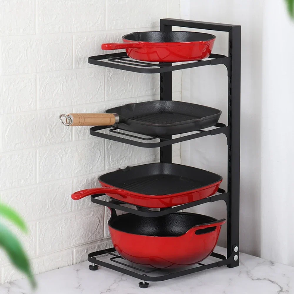 

Pots and Pans Organizer Rack Kitchen Sink Shelf Storage Cabinet Multi-Layer Household Frying Pan Holder Bowl Shelf Organizer