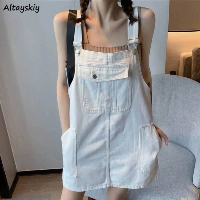 Vestido de tirantes vaqueros S-3XL Mujer sin mangas Retro Kawaii Casual acogedor Preppy adolescentes jóvenes todo-fósforo Mujer Vestidos femenino Chic