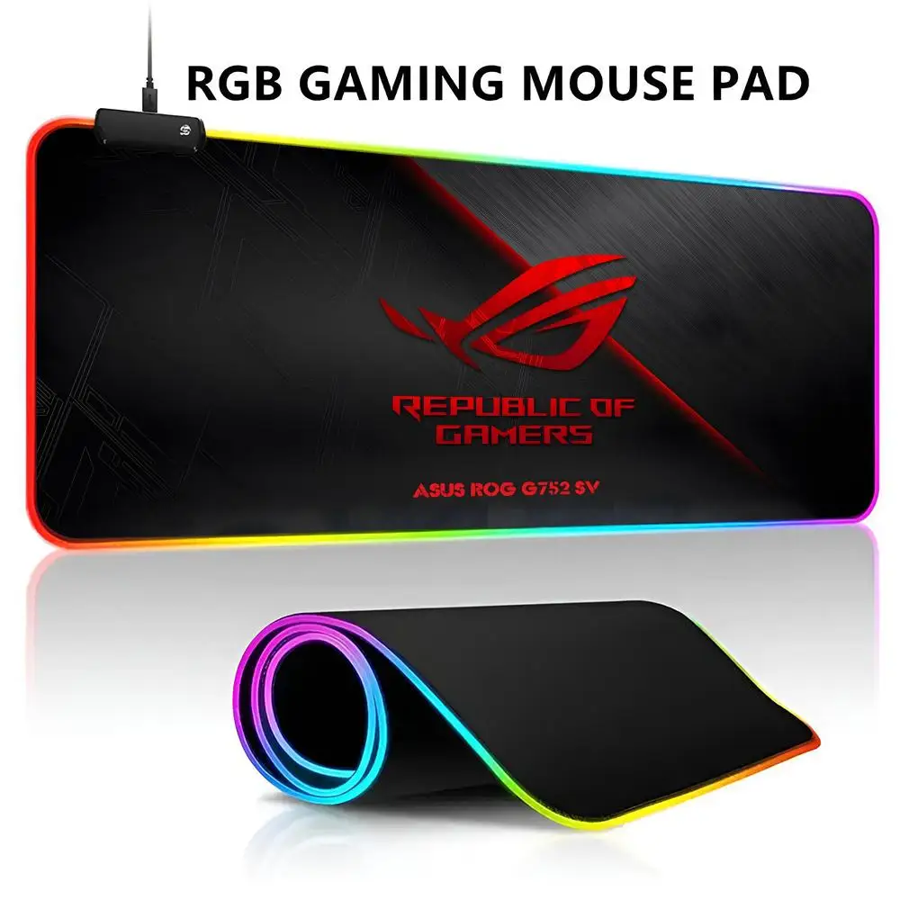 

ROG ASUS Mouse Pad RGB LED Light Gaming Waterproof Large Gamer Mouse Carpet Big Mause Keyboard Pad PC Desk Play Mat with Backlit