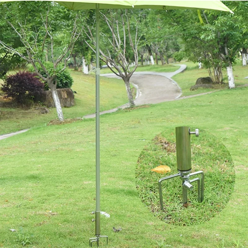 Tough Stainless Steel Fishing Umbrella Patio Umbrella Holder Parasol Bracket Manual Beach Sand Auger Fix Wind Protection Base view 3