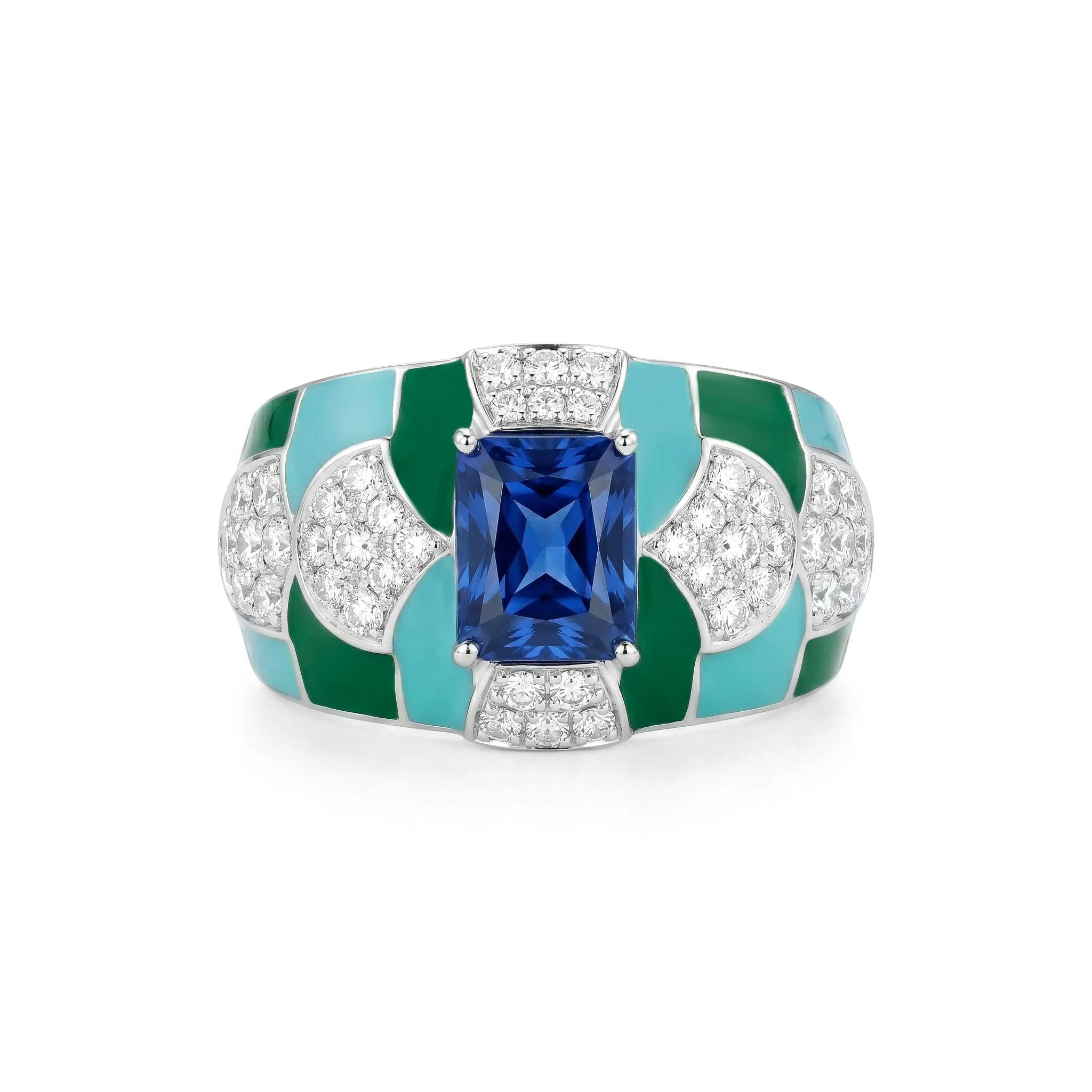 

Vintage Art Deco Artificial Sapphire Ring Elegant 925 Sterling Silver Fine Jewelry Women's Cocktail Party Engagement Luxury Gift