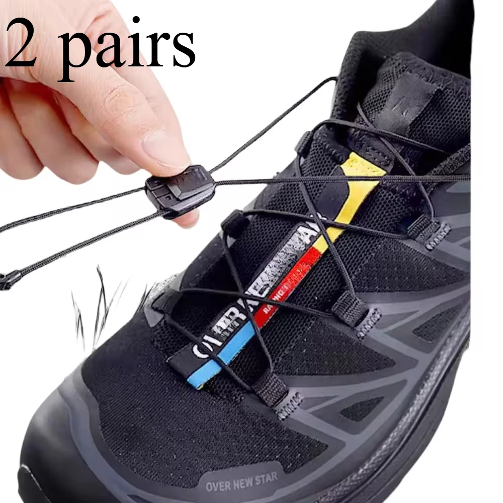 

2pairs 160cm Can Cut No Tie Shoe Laces Round Tennis Laces Without Ties Adult Kids Running Sneakers Shoelaces Black White Shoes