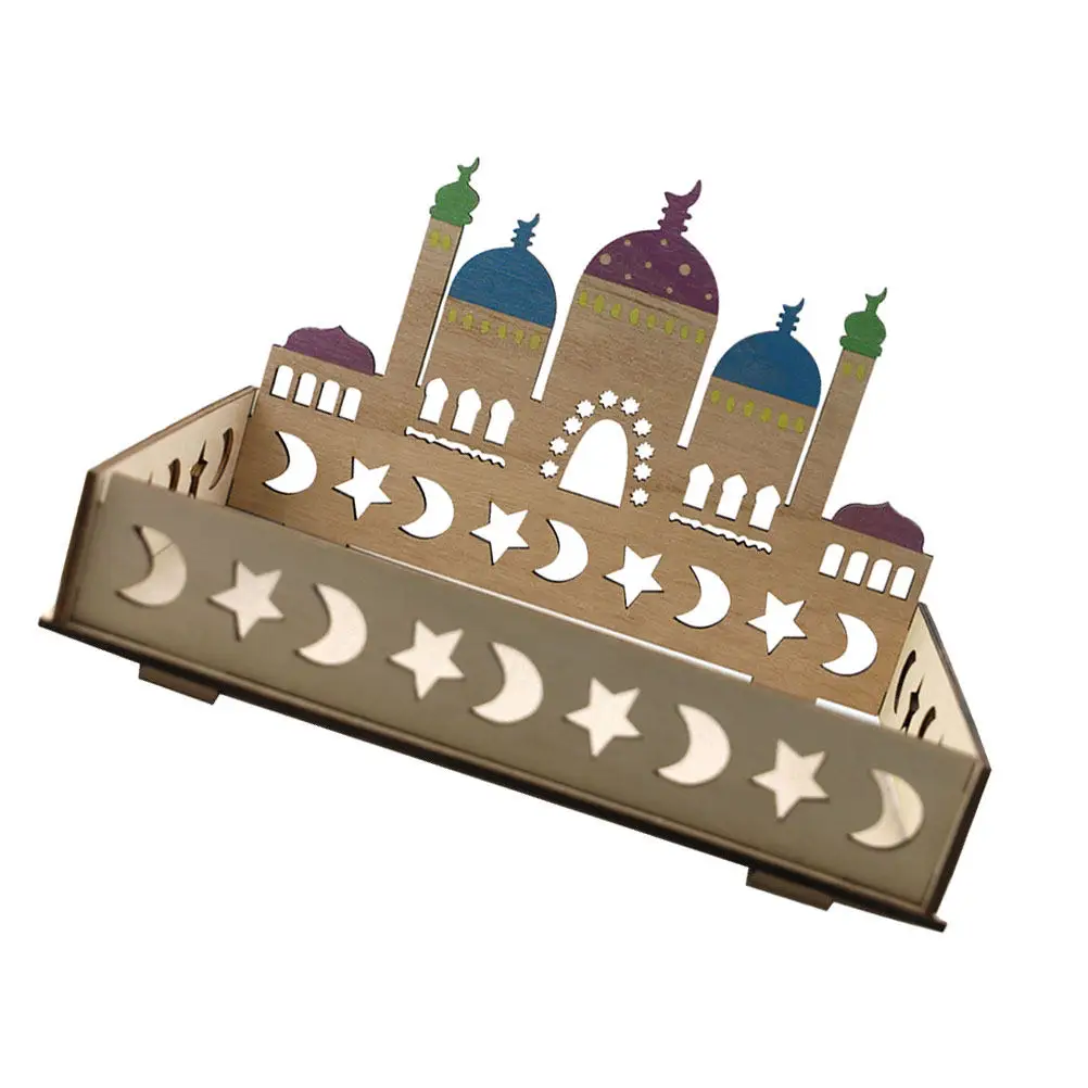 Eid Themed Wooden Dessert Serving Tray Premium Natural Wood Snacks Tray for Ramadan Festival Parties Homes Hotels Cheese