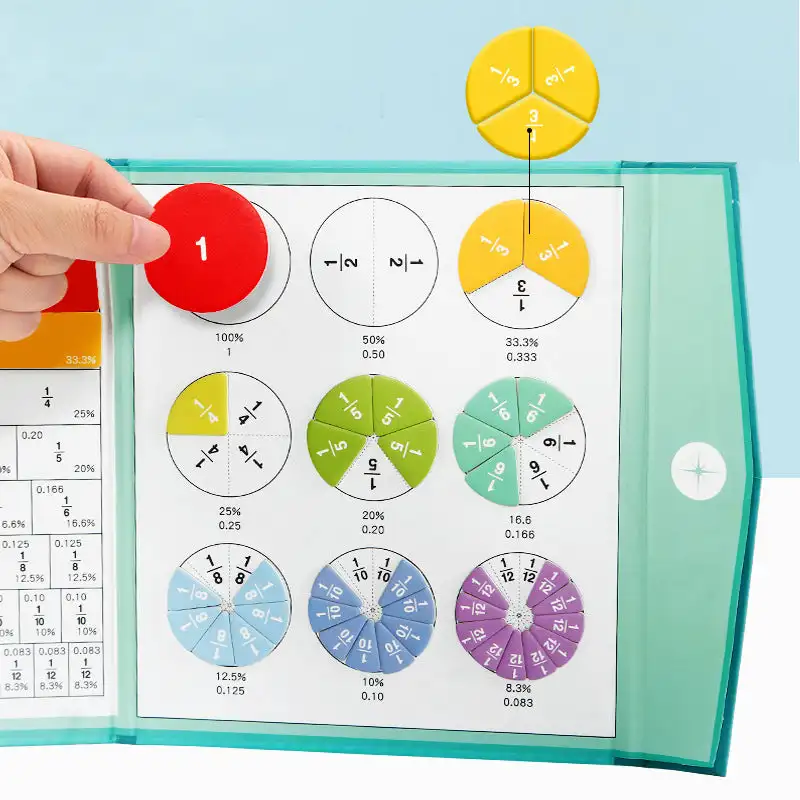 Magnetic Score Disk Demonstrator Magnetic Fraction Learning Math Toy Montessori Arithmetic Teaching Aids Wooden Book