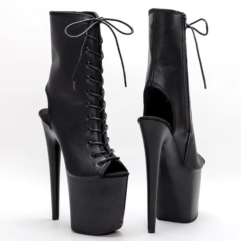 

Fashion New Lace Up Sexy Model Shows PU Upper 20CM/8Inch Women's Platform Party High Heels Shoes Pole Dance Boots 364