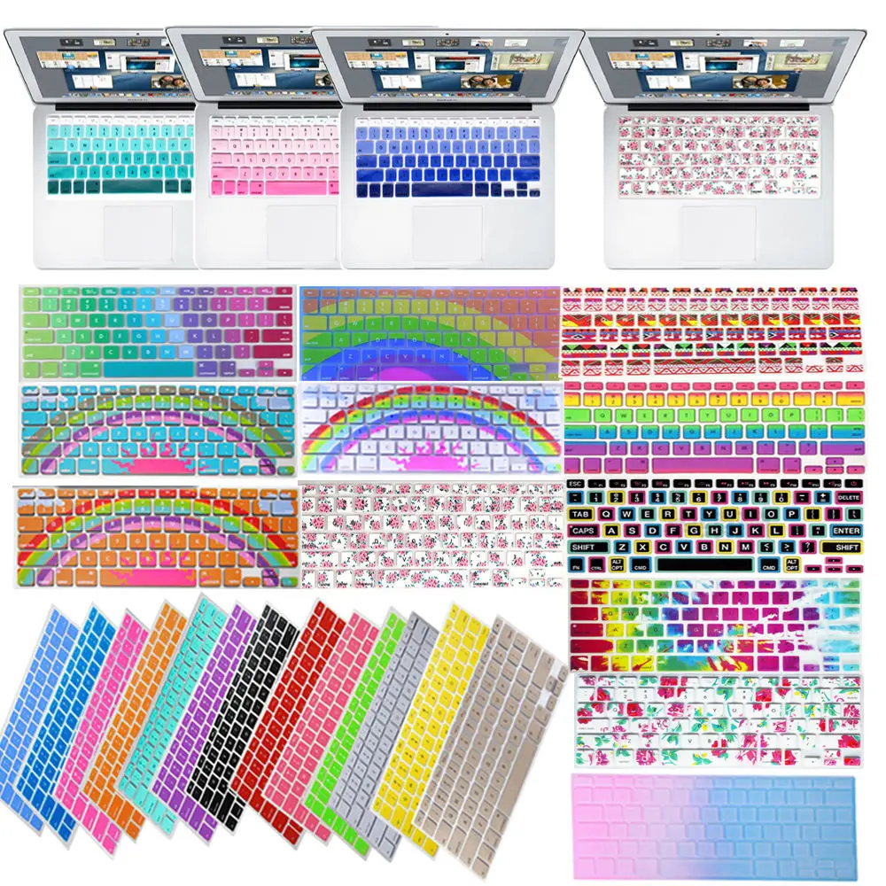 For Apple Mac Macbook Pro 13 15 17 Air 13 Retina 13 1PC Decal Flower Rainbow Silicone US Keyboard Cover Keypad Skin Protector