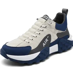 Zapatillas De deporte De suela gruesa para Hombre, zapatos vulcanizados versátiles con cordones para correr al aire libre, antideslizantes