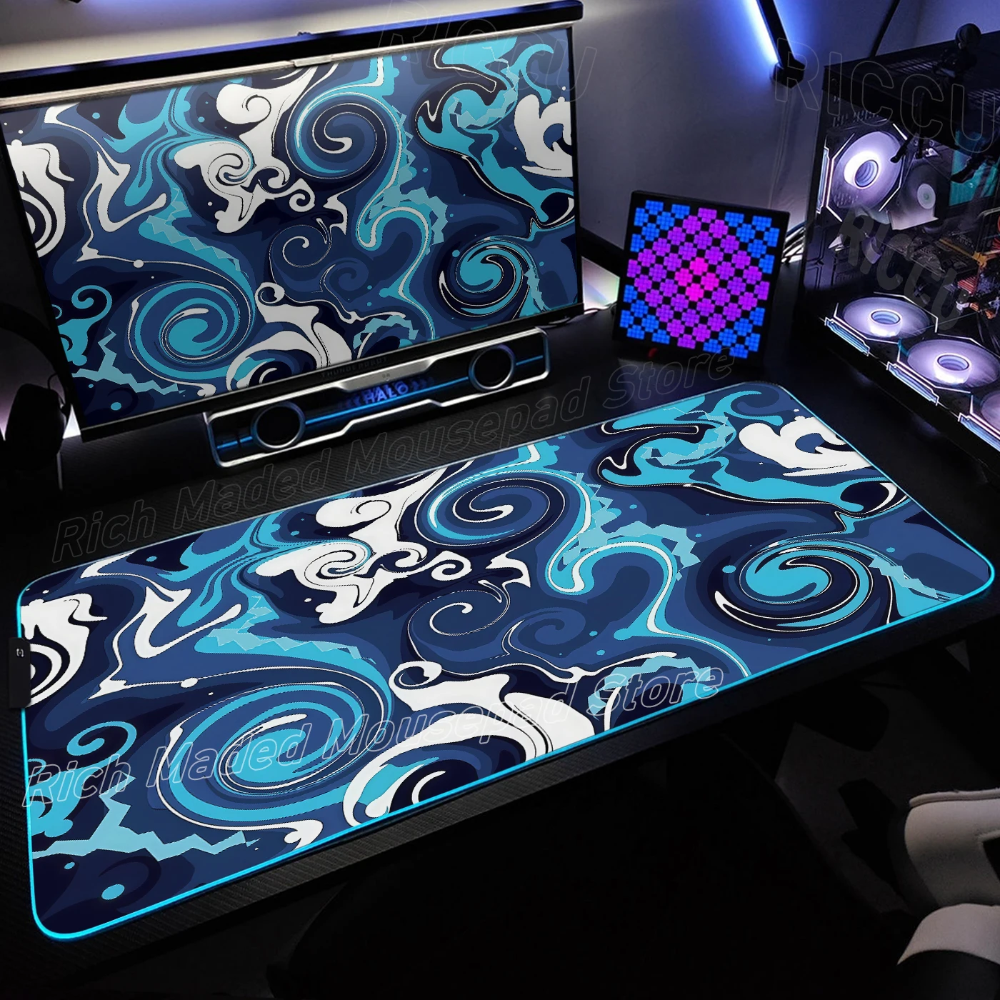 

XXL Mouse Pad Strata Liquid Mousepad Game Setup Gaming Accessories Large Carpet Rgb Mousemat Colorful LED Desk Mats PC Playmat