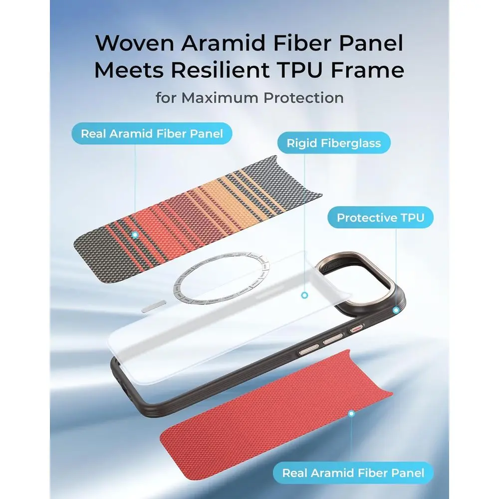 حافظة هوائية من ألياف الكربون لهاتف iPhone 17 - رفيعة للغاية ومقاومة للصدمات وخفيفة الوزن مع توافق MagSafe وحماية ضد الخدش