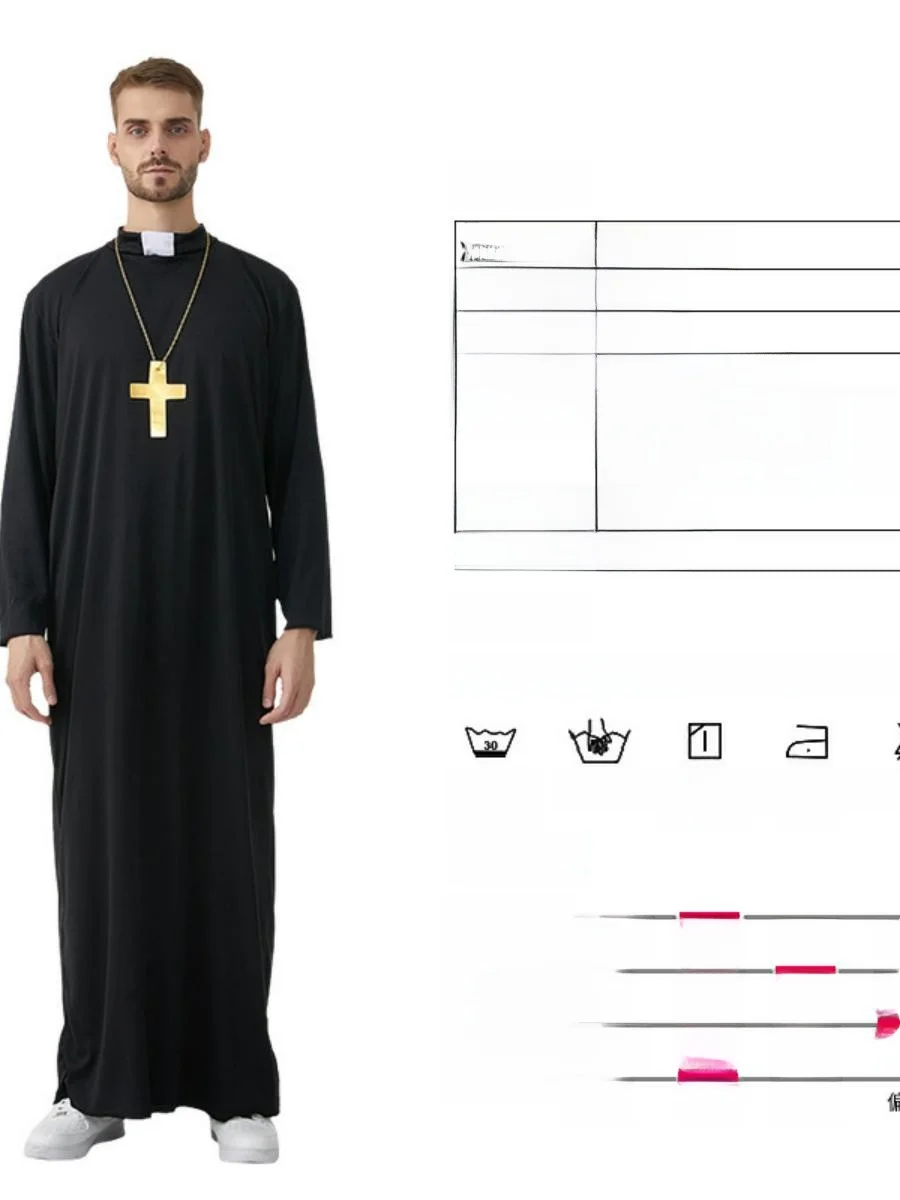 loween Cosplay Resurrection Priest Costume Biop Priest Missionary Monk Masquerade Par Performance Dr up