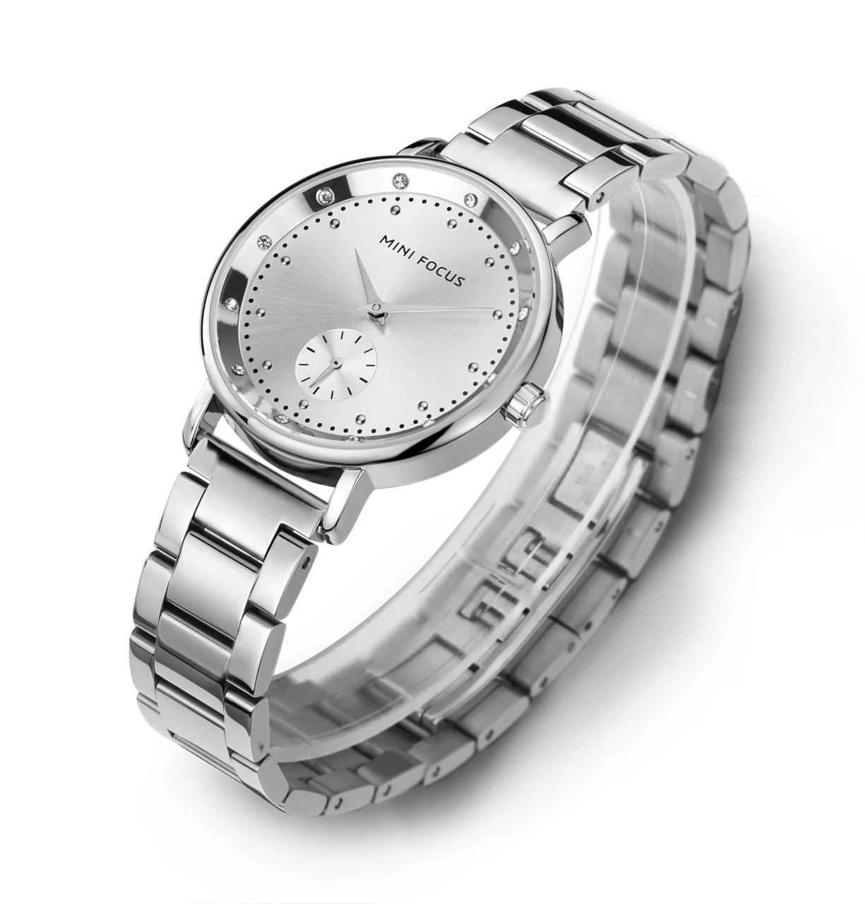 Mini Focus MF0037L Fashion Women Dress Watches Silver Stainless Steel Band Waterproof Ladies Quartz Watch