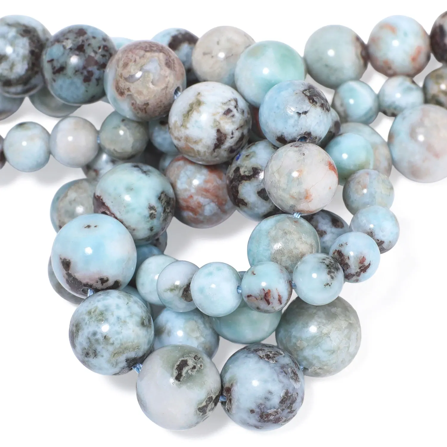 6/8/10mm Natural Larimar Beads Round Shape Charms Stone Beads for Jewelry Making Handmade DIY Necklace Bracelet Pendant 7.5inch