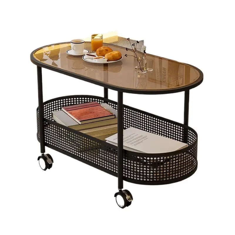 

Creative living room sofa rock slab edge few movable small coffee table medieval trolley