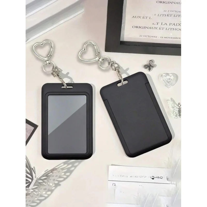 

Черная визитница с подвеской в форме сердца, украшение для сумки, брелок, вмещающая идентификационную карту, карта знаменитостей, автобусную карту, еда,